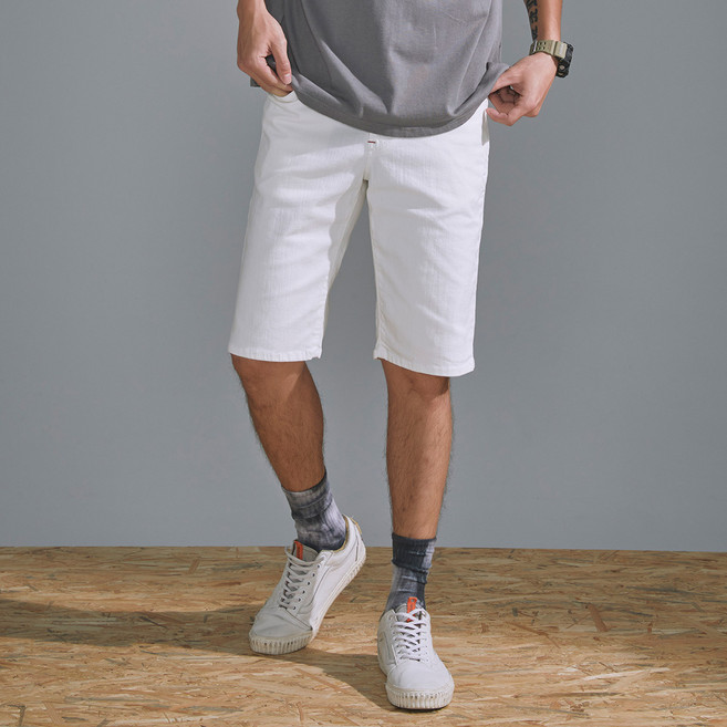 EDWIN 男款 EDGE 經典紅繡線口袋合身牛仔短褲