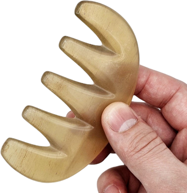 천연 뿔괄사 림프 지압 두피 마사지 괄사, 뿔색, 1개