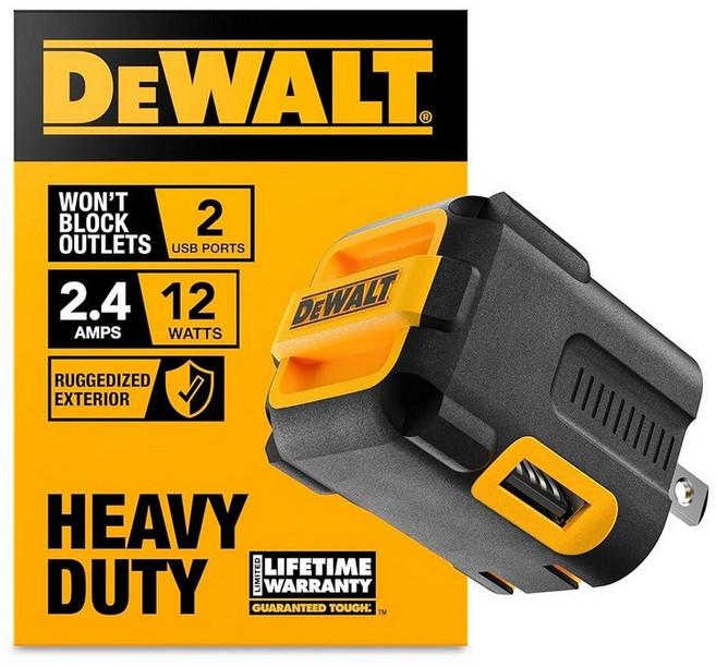 DEWALT 튼튼한 NeverBlock 20W 타입 C 충전기 듀얼 포트 각진 큐브 벽 어댑터 접이식 플러그 포함 특허 받은 디자인 고속 충전 블록 아이폰 17 16 1, 12 W