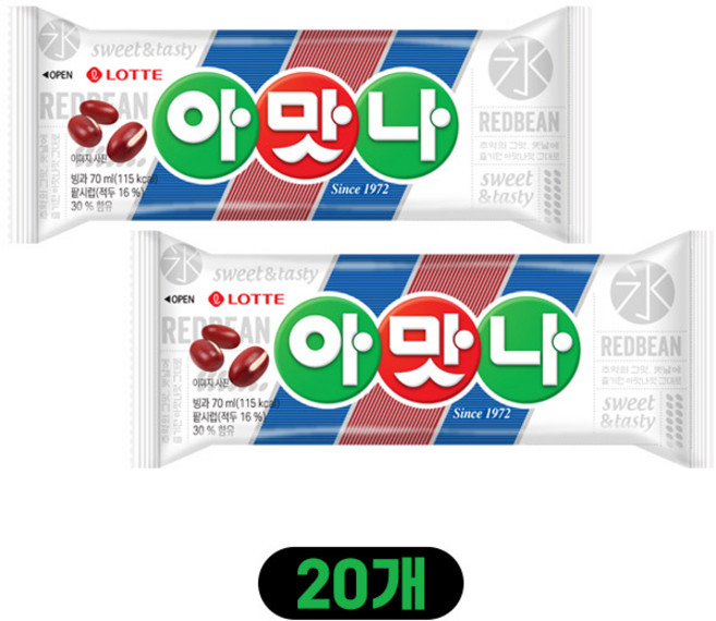 아맛나 통팥 아이스크림, 20개, 70ml