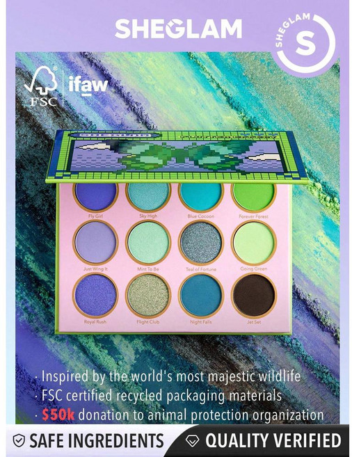 쉬글램 sheglam 플러터 이펙트 12색 글리터 매트 아이섀도우 팔레트, 1개