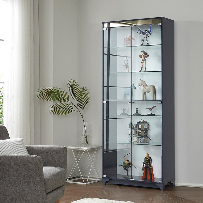 모던탑21 프렌즈 800-6단 유리 장식장 피규어 진열장 거실장 서랍/수납장>>진열장/장식장, 프렌즈 800-6단 장식장 네이비