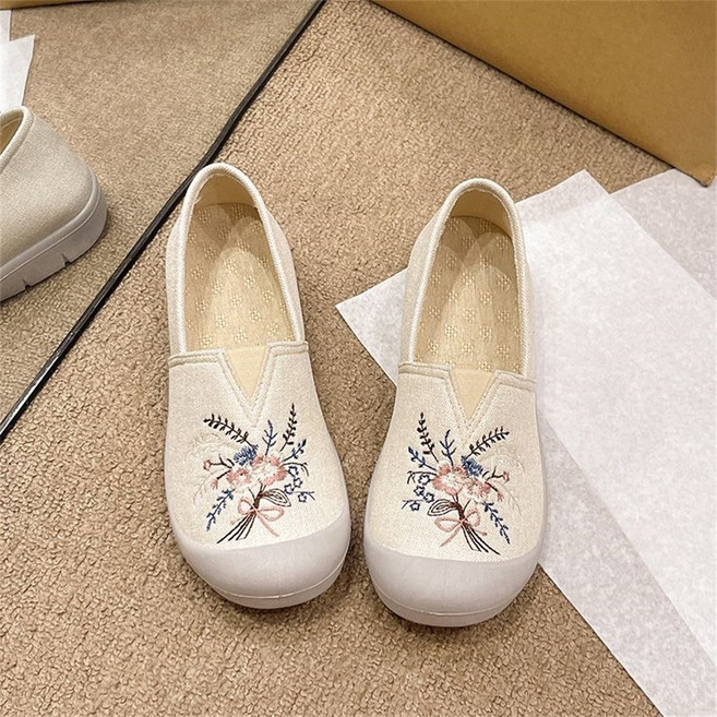 TKX 여성용 캐주얼화 자수 신발 편안한 봄 가을 예쁜단화 러블리 데일리 출근