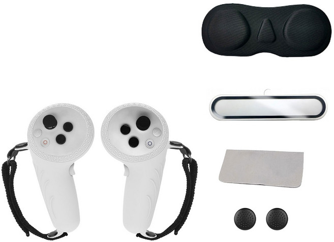 PICO 4 울트라 게이머용 렌즈 보호 필름이 포함된 VR 컨트롤러 실리콘 커버, 라이트 화이트 그레이