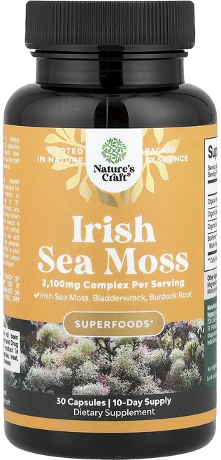 행복하고 건강하게 Nature's Craft 아이리쉬 바다 이끼 캡슐 30정 백년회로하세요, NaturesCraft아이리쉬바다이끼캡슐30정, 1개 - 쿠팡