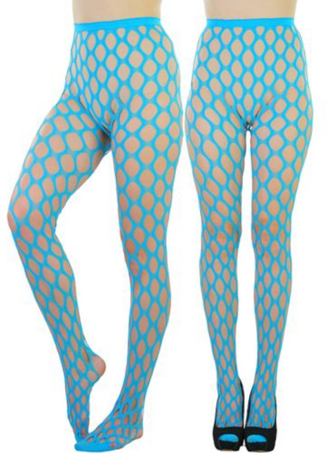 ToBeInStyle Women’s Holes & Rips Distressed Music Festival Hosiery Tights Pantyhose - Neon Blue C