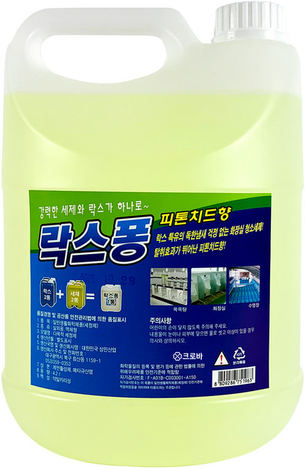 크로바 락스퐁 피톤치드향 욕실바닥청소 욕실세제, 4L, 1개