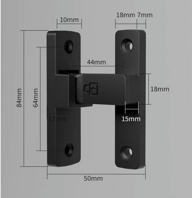 연온룸 90도 잠금장치 화장실 실내 안전장치 고리, 블랙, 1개