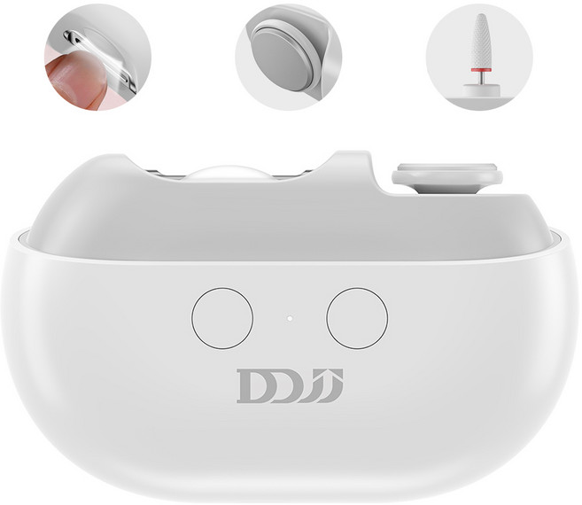 DDJJ 3in1 자동 손톱깎이 충전식 전동 손톱깎이 손톱 정리 도구 네일 그라인더 led 조명, 1세트, 화이트