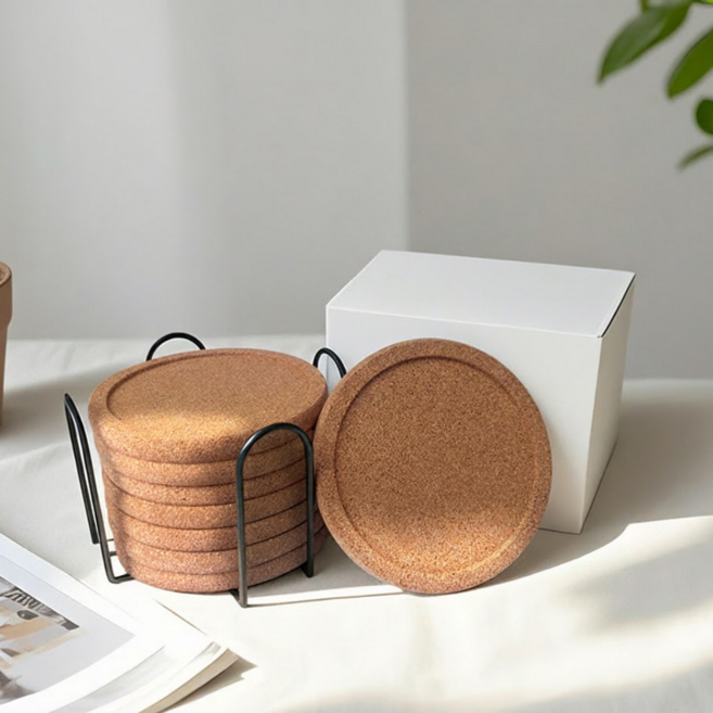 우택 코르크 컵 받침 전용홀더 포함, 8개