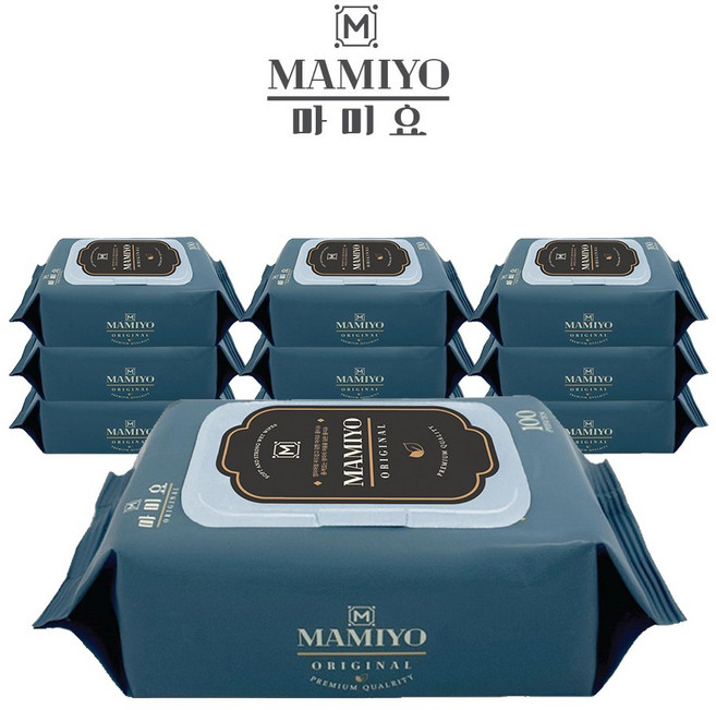 마미요 오리지널 안전한 캡형 신생아 아기물티슈 10팩, 50g, 100매, 10개