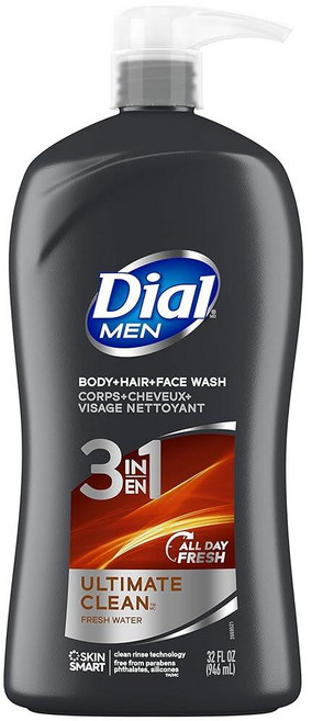 Dial 다이알 남성용 3in1 바디 헤어 앤 페이스워시 얼티밋 클린 946ml