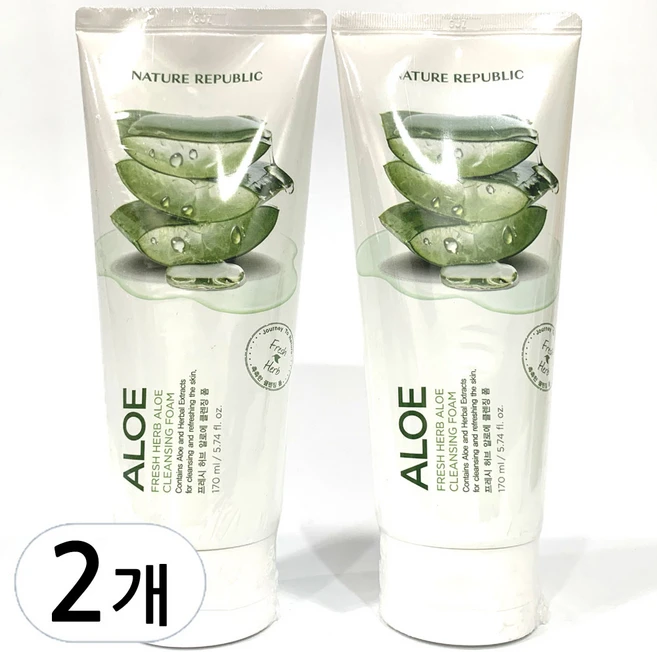 프레시 허브 알로에 클렌징폼 (1+1), 2개, 170ml - 쿠팡
