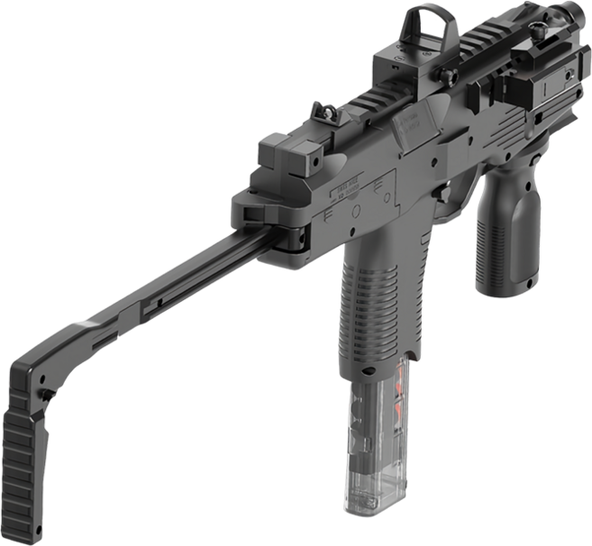 MP9 兒童玩具槍 黑色 可折疊後托 軟彈射擊玩具 生日禮物, 1個