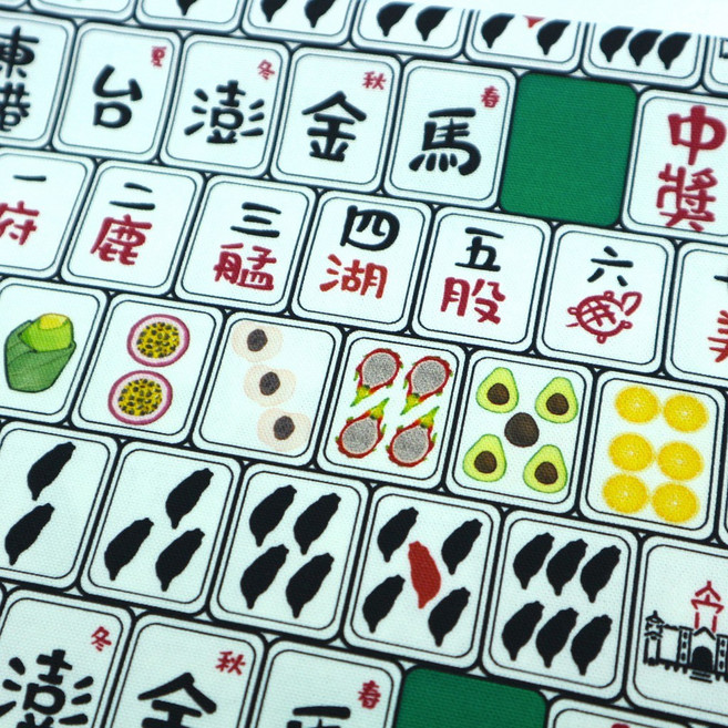 布哥哥商店 台灣麻將圖案牛津布/雙層紗布, 牛津布綠色,尺