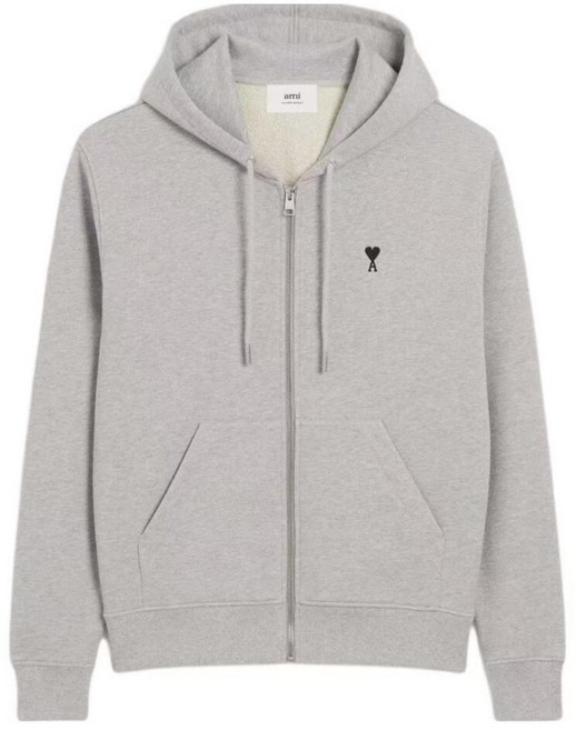 4위 - 아미 26SS 화이트 하트 로고 블랙 후드 집업 HSW765 730 045, 그레이(GRAY)