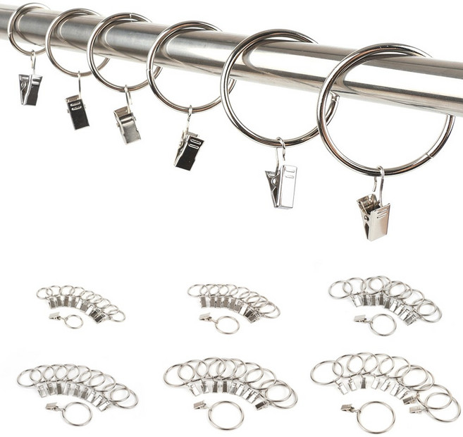 골든트리 원형 실버 집게형 커튼링 10개입 커튼핀 커텐고리 커튼집게 커텐레일 커텐핀, 1세트, 실버 3.5 x 35mm 10개입