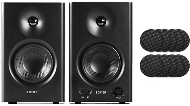 에디파이어 스튜디오 모니터 스피커 MR4+미끄럼방지매트 패드 10개입, 블랙