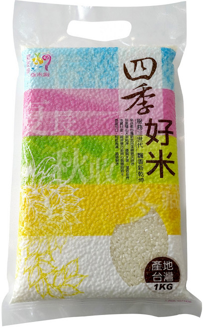 四季好米 台灣產地米 1KG - 台灣在地嚴選 真空包裝 米飯香Q, 1個, CNS