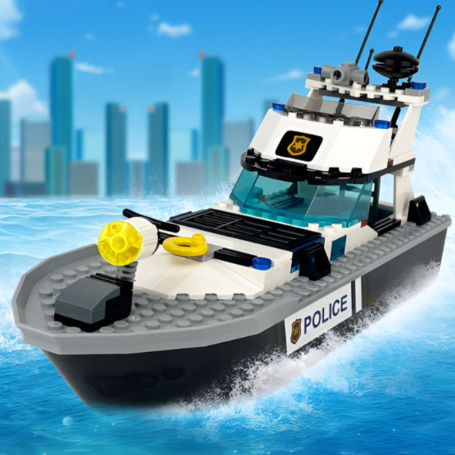 해양 경찰 순찰 보트 호환 블럭 세트, 1개