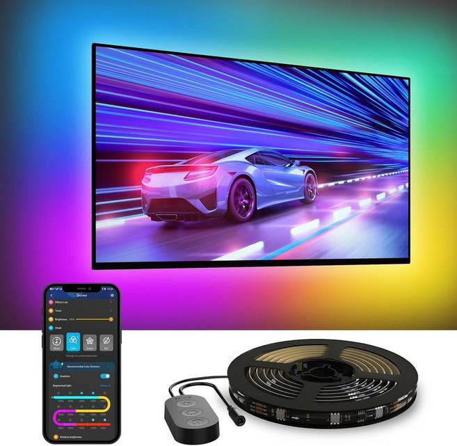 Govee TV LED 백라이트 70-80인치 TV용 RGBIC 스마트 스트립 조명 블루투스 및 Wi-Fi 제어 Alexa Google 어시스턴트와 함께 작동 음악 동기화 99개, 12.5FT for