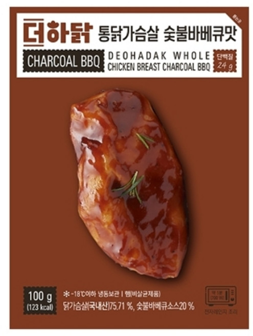 더하닭 통 닭가슴살 숯불바베큐맛 100g10팩, 단품, 100g, 10개