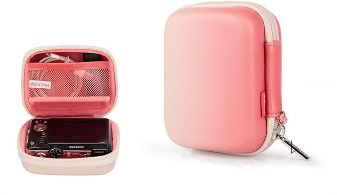 Ez2mk 미니 디카 충격방지 하드쉘 CCD 보관 파우치 CB490, 핑크, 1개