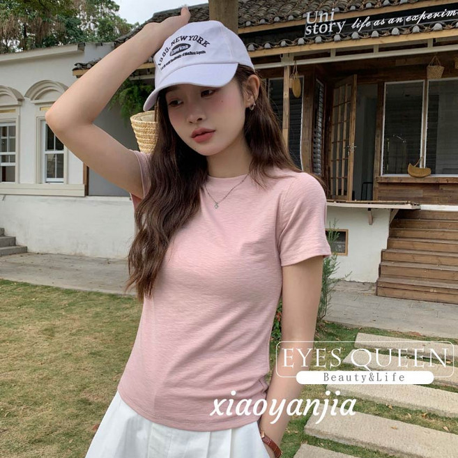 EYES QUEEN 竹節棉 寬鬆素T 短袖T恤