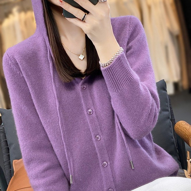 가을 상의 후드 니트 카디건 아우터 루즈핏 쇼트 스웨터 외후드티