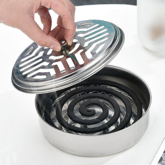 뚜껑형 스텐 모기향 거치대 모깃불 피우는 꽂이 케이스 통 홀더 걸이 받침대 집 고정 연소기 안전 트레이, 본상품선택, 1개