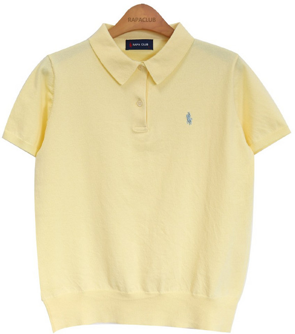 라파클럽 여성 카라티 반팔 여름 니트 스웨터