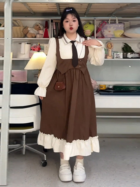 빅사이즈 경성의복 개화기의상 페이크투피스 롱 원피스