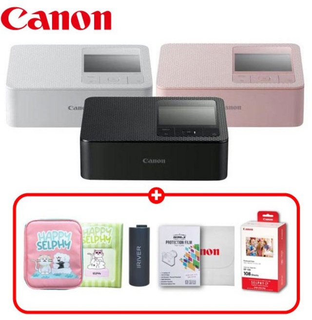 캐논 정품 셀피 포토프린터 cp1500 한정판 6종세트 / RP-108 용지 / TJ, 블랙