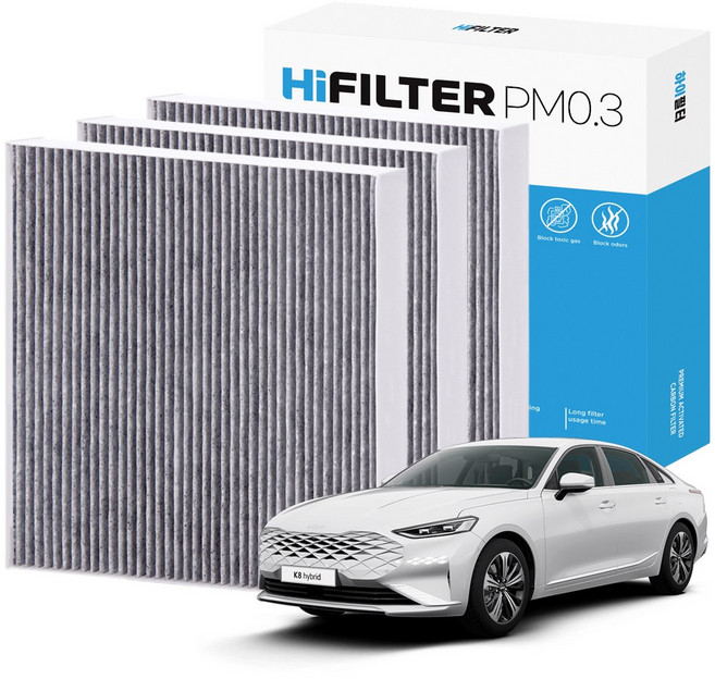 2+1 하이필터 PM 0.3 활성탄 자동차 에어컨 필터 기아, 3개, K8 (3세대/GL3) HEV HI-L112