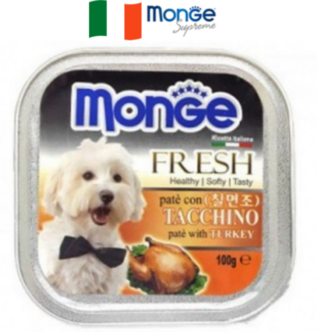 몬지 사각캔 강아지 캔간식 통조림 습식 영양간식, 6개, 칠면조
