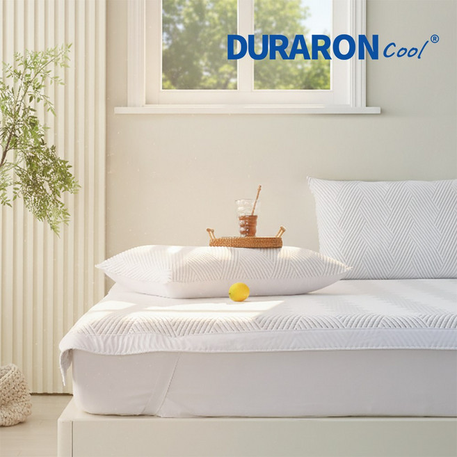 집앤콕 휴비스 듀라론 침대 여름 냉감패드, 화이트