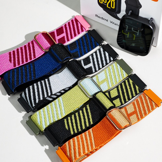 나인식스 샤오미 레드미워치 5 라이트 / 액티브 그래픽 나일론 나토 밴드 스트랩 시계줄, 1개, 핑크와인