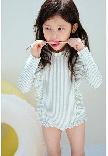 어텀31 키즈 여아 스트라이프 수영복 세트