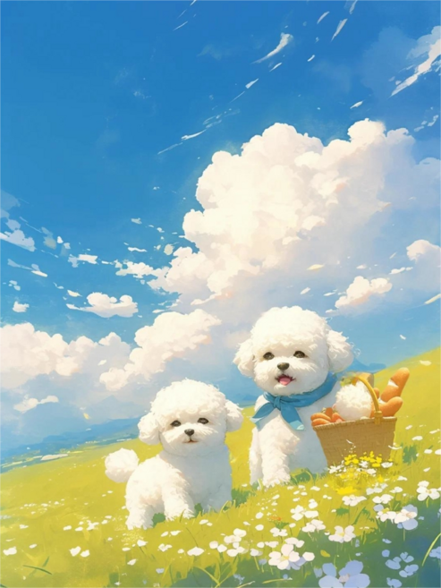 웰시코기 비숑 쉬운 조각퍼즐 귀여운 강아지 퍼피 캐릭터즈 컬렉션 직소퍼즐 300 500 700 1000 1500피스, 1000피스(퍼즐유액없음), 01번 피크닉가는 비숑 2마리, 1개