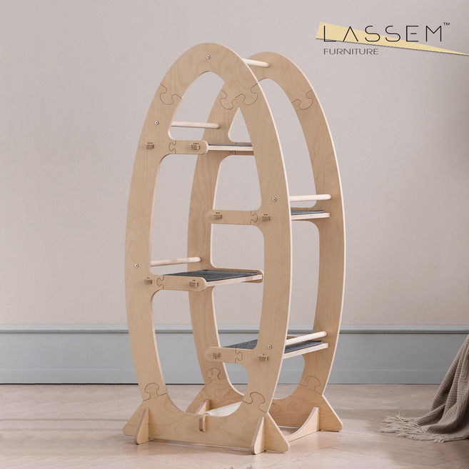 모넬로 자작나무 원목 고양이 O 캣타워 스크래쳐 GOCT1972, 1개