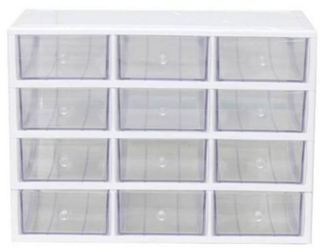 하라코리아 다용도 4단 12칸 멀티정리함 4DW-12, 화이트 색상