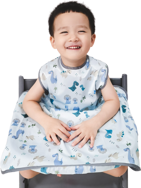 벨베이비 이유식 턱받이 나시 완전커버 라지, (리뉴얼)스카이블루 다이노, 1개, 1개입