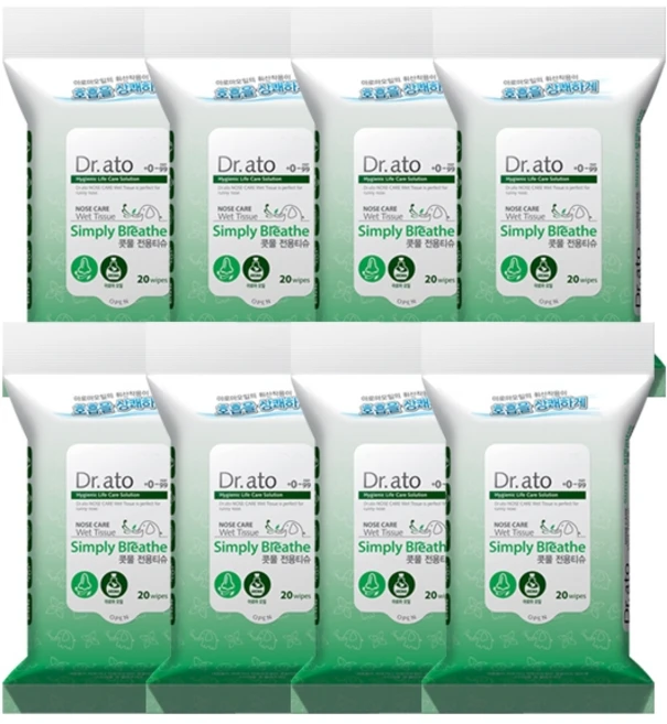 닥터아토 심플리 브리드 콧물전용티슈 휴대형 60평량, 60g, 20개입, 8개 - 쿠팡