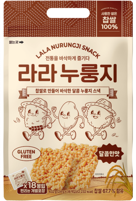 누누곳간 라라누룽지 찹쌀 글루텐프리 과자, 1개, 432g