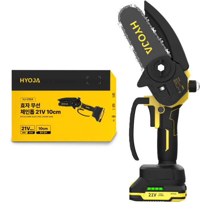 효자 무선 전기톱 21v 10cm 전동 충전식 미니 소형 충전 체인톱, 1세트