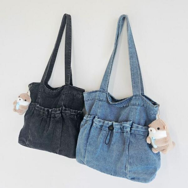 아트박스/땡큐베리메르시 데님에코백 워싱 청 숄더백 빅사이즈 보부상백