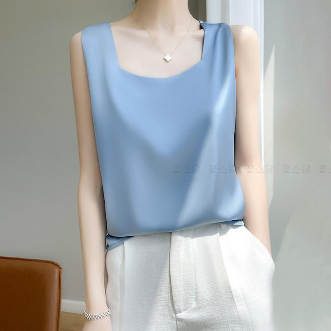 꽃소담 여성 여름 쉬폰 민소매 블라우스 나시티 링클프리 이너티 MAL26A1280