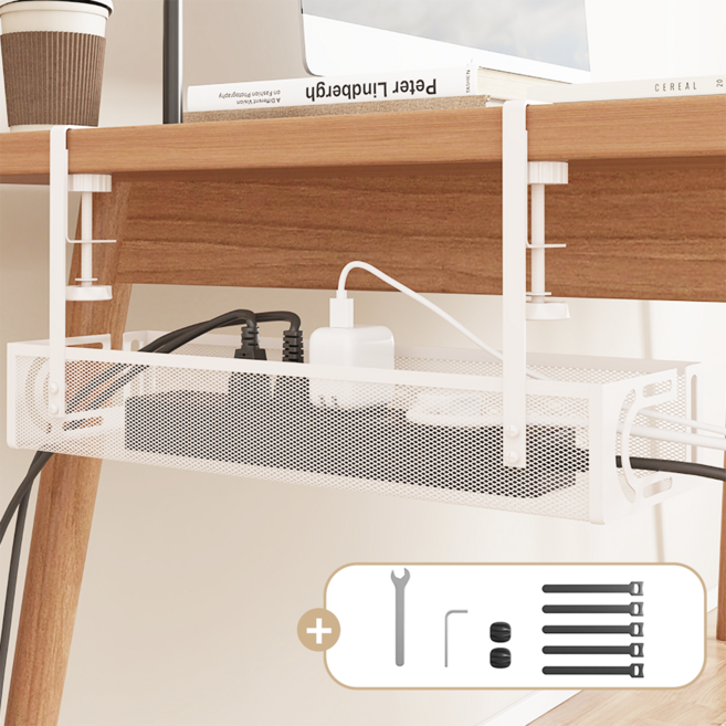 잘사는집 무타공 멀티탭 거치대, 화이트, 1개