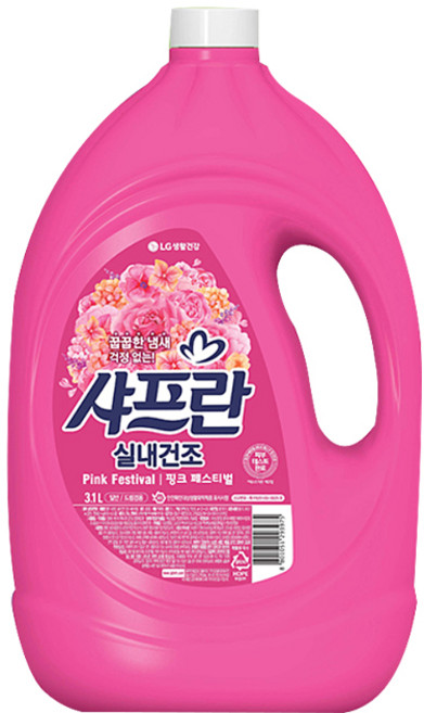샤프란 실내건조 섬유유연제 핑크 페스티벌 본품, 3.1L, 1개