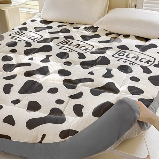 YYT 융털 두꺼운 매트리스 미끄럼 방지 바닥 매트, 블랙&화이트